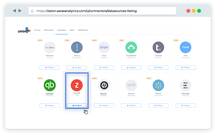 Zoho CRM connector for etl/elt